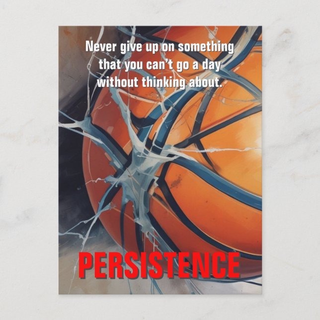 Persistence Basketball Inspirational Motivational Postcard (Front)
