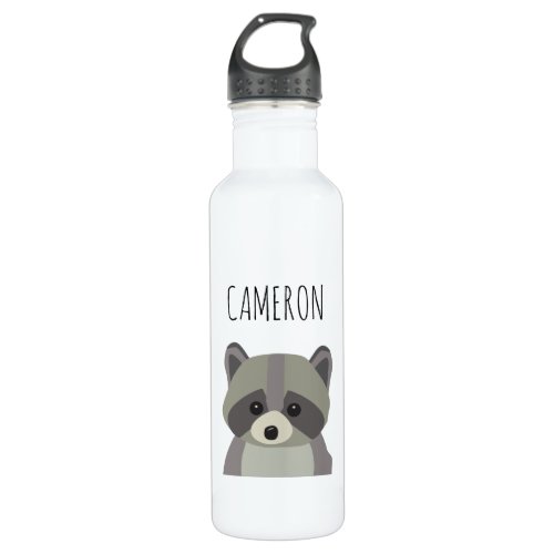 Persoanalized Modern Cute Raccoon Illustration Stainless Steel Water Bottle