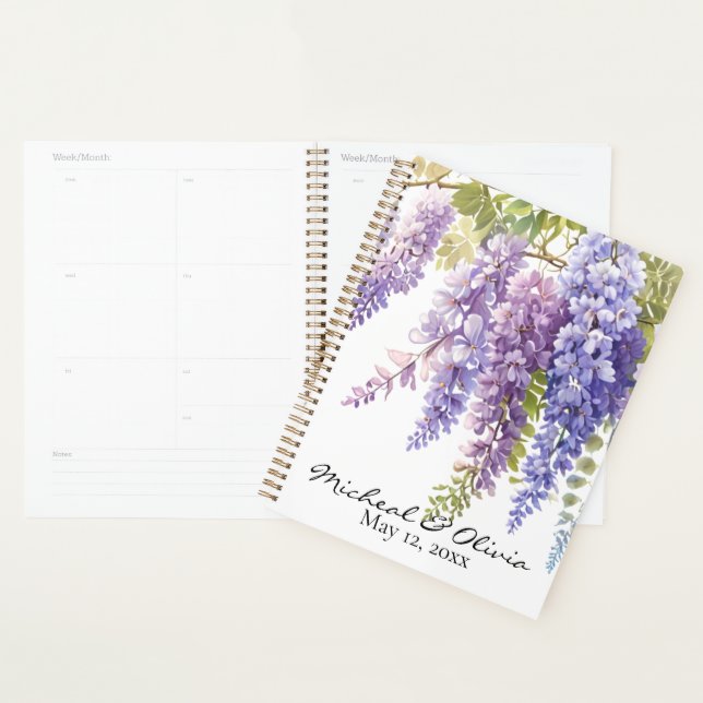 Persoanlize watercolor wisteria floral  planner (Display)
