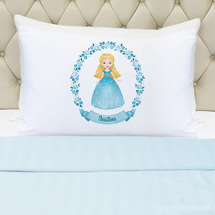 Persoanlized Cute Blue Princess Pillow Case
