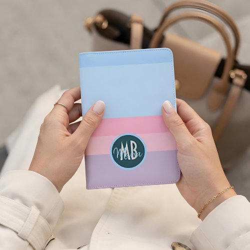 Persoanlized Name Pastel Pink &amp; Blue Stripe Passport Holder