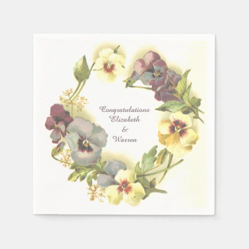 Persoanlized Pretty Pansies Napkins