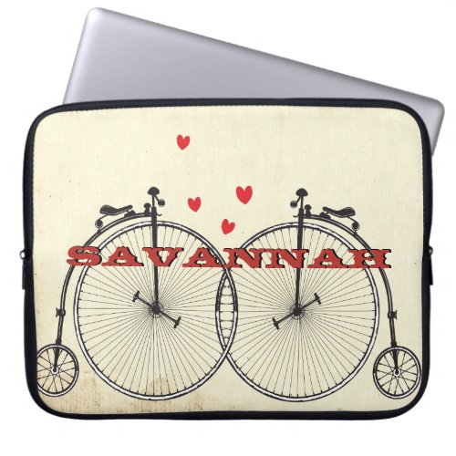 Persoanlized Vintage Bicycle Love 15 Inch Laptop Laptop Sleeve
