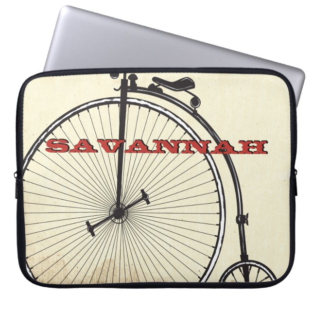 Persoanlized Vintage Bicycle Love 15 Inch Laptop Sleeve (Front)