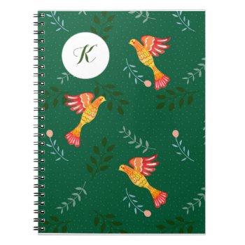 Persoanlized With Initial Tropical Birds Flower Notebook by MiKaArt at Zazzle