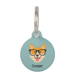 Persolanized Funny Hipster Corgi Pet ID Tag
