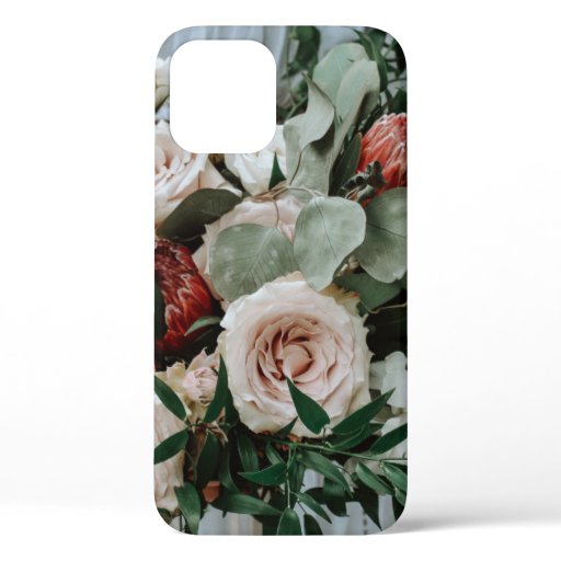 PERSON HOLDING BOUQUET OF PINK AND RED FLOWERS iPhone 12 CASE