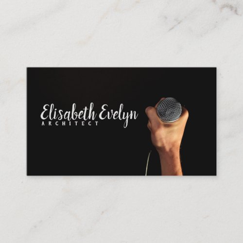 Person Holding Microphone Business Card
