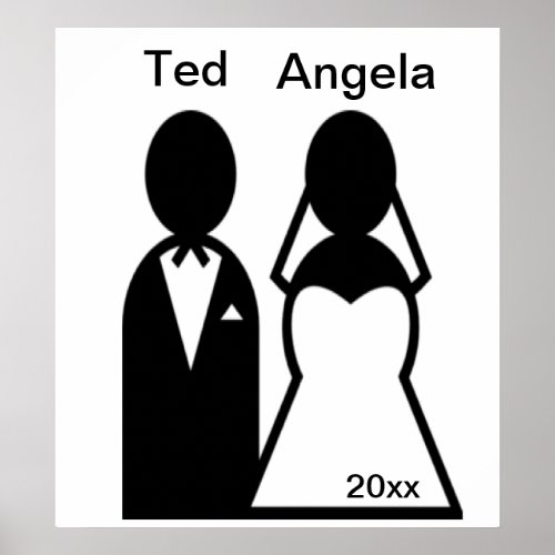 Person Icon Wedding Couple Silhouette Poster