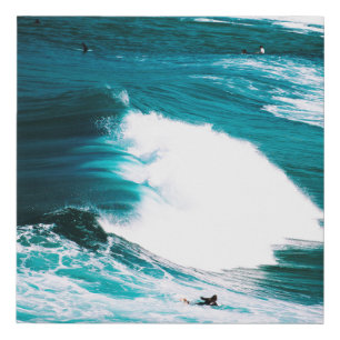 PERSON ON SURFBOARD WITH OCEAN WAVES FAUX CANVAS PRINT
