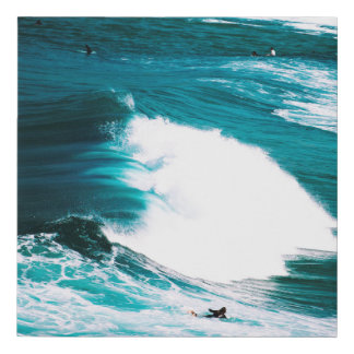 PERSON ON SURFBOARD WITH OCEAN WAVES FAUX CANVAS PRINT