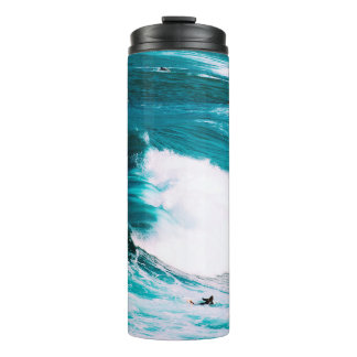 PERSON ON SURFBOARD WITH OCEAN WAVES THERMAL TUMBLER