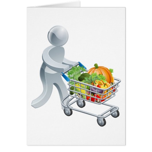 Person pushing trolley with vegetables cards (Front)