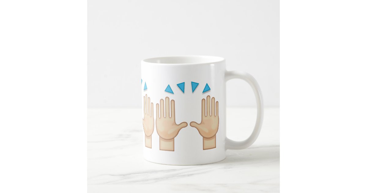Person Raising Both Hands In Celebration Emoji Coffee Mug Zazzle Com