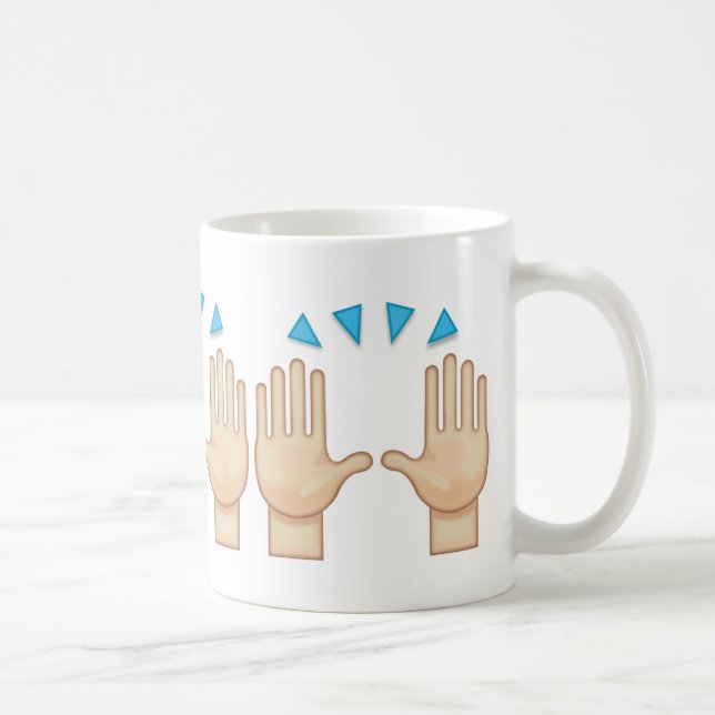 Person Raising Both Hands In Celebration Emoji Coffee Mug (Right)