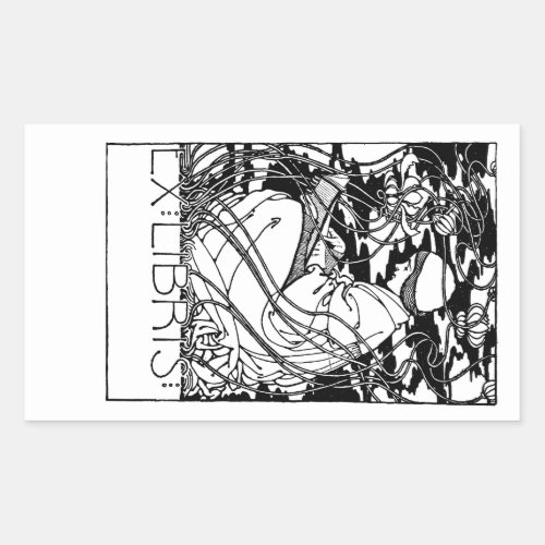 Person Reading In Garden Bookplate Sticker