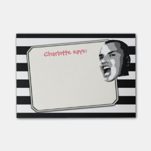 Person Shouting on Black Stripes on any Color Post-it Notes
