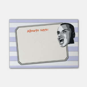 Person Shouting on Pastel Blue Stripes any Color Post-it Notes