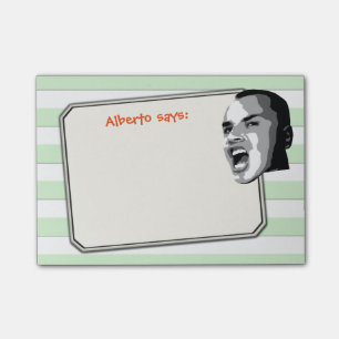 Person Shouting on Pastel Green Stripes any Color Post-it Notes