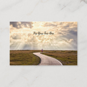 Person walking path pathway into horizon business card