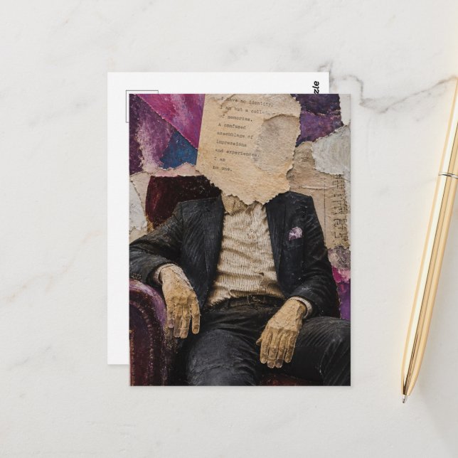 Person Without A Face Mixed Media Collage Postcard (Front/Back In Situ)