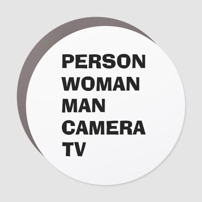 Person Woman Man Camera TV Funny Trump Car Magnet (Front)