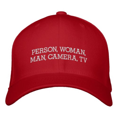 Person Woman Man Camera TV Maga Red Parody Embroidered Baseball Cap