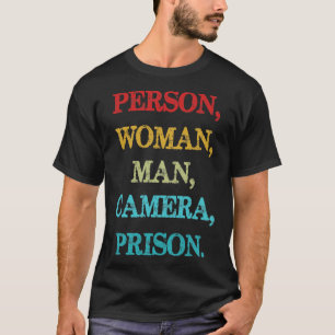 Person Woman Man Camera TV Prison Distressed Retro T-Shirt