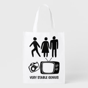 PERSON WOMAN MAN CAMERA TV STABLE GENIUS GROCERY BAG