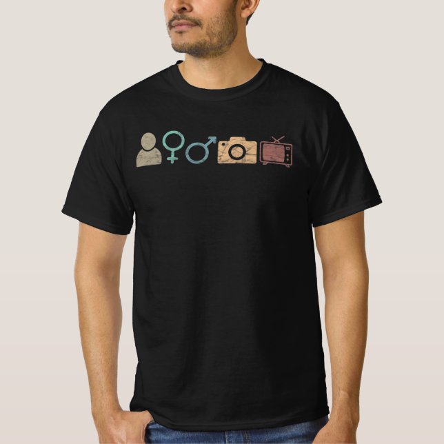Person Woman Man Camera TV Symbol and icon T-Shirt (Front)