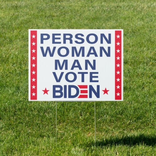 Person Woman Man Vote Biden Sign