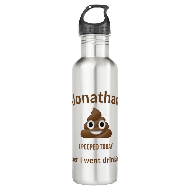 PersonaIized I Pooped Today Poo Emoji Drinking Stainless Steel Water Bottle (Front)
