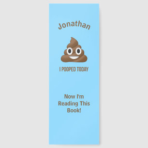 PersonaIized I Pooped Today Poo Emoji on Blue Bookmarks