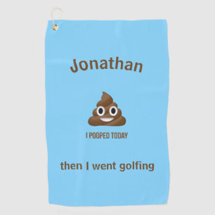 PersonaIized I Pooped Today Poo Emoji on Blue Golf Towel