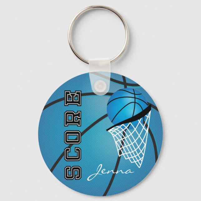Personailize Blue Basketball Keychain (Front)