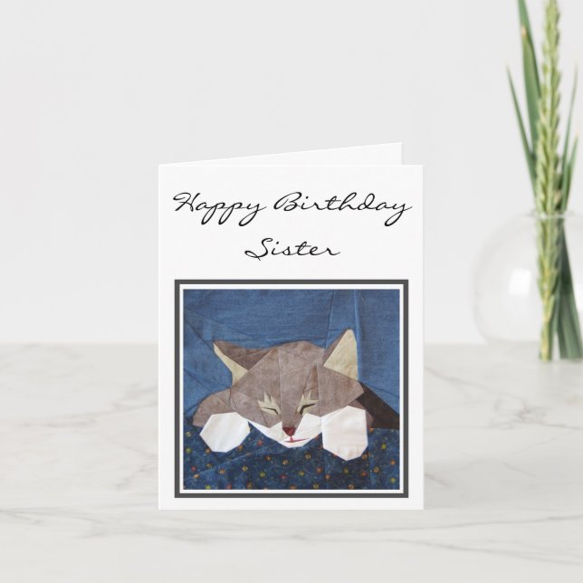 Personailsed Birthday Card - Sleeping Kitten (Front)