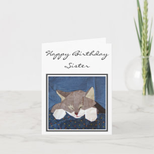 Personailsed Birthday Card - Sleeping Kitten