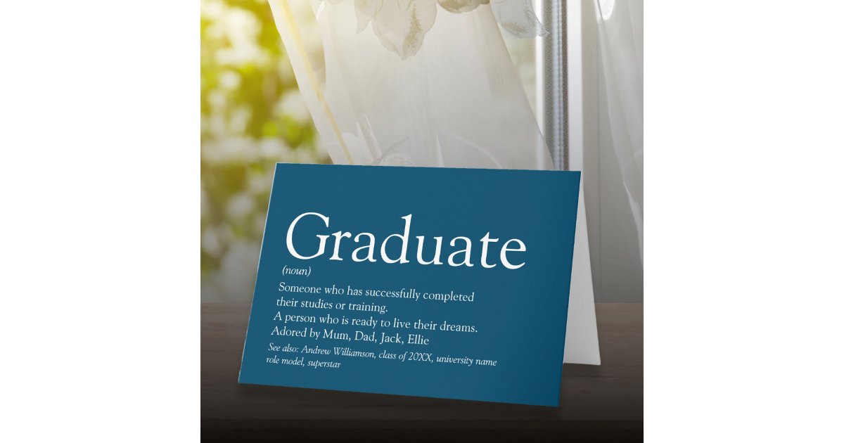 Personaized Graduate Definition Modern Blue Card | Zazzle