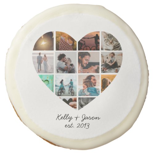 Personaized Heart 14 Photo Collage Love Family Sugar Cookie
