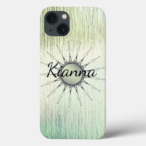 Personaized Mandala on Minty Frosted Glass    iPhone 13 Case