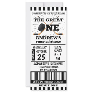 Personal 1st Birthday Hockey Ticket Party Invitation