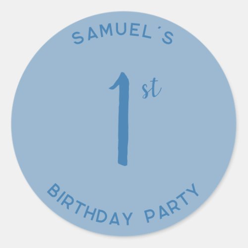 Personal 1st Birthday Party First Birthday Blue Classic Round Sticker