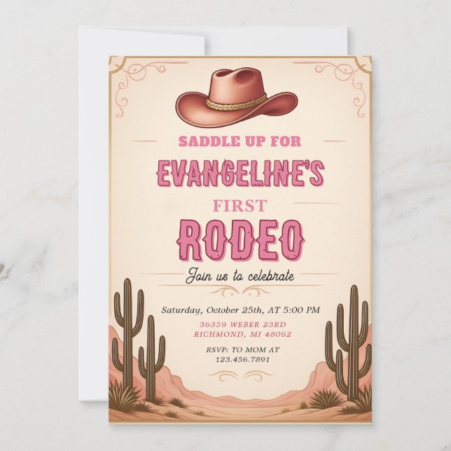 Personal 1st Rodeo Wild West Western birthday  Invitation (Front)