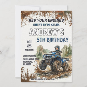 Personal 4 Wheeler ATV Birthday boy Party  Invitation