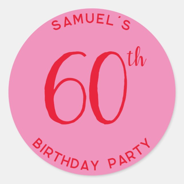 Personal 60th Birthday Party Modern Classic Round Sticker (Front)
