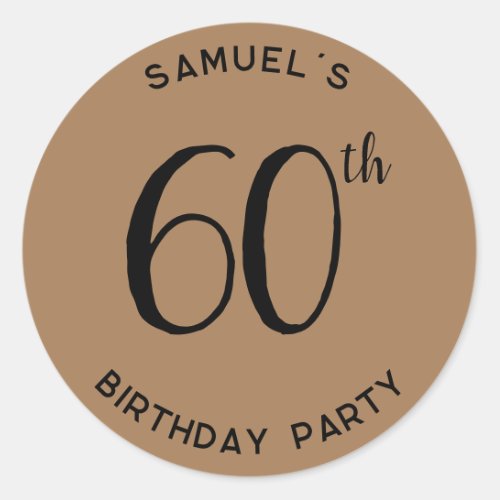 Personal 60th Birthday Party Modern Classic Round Sticker