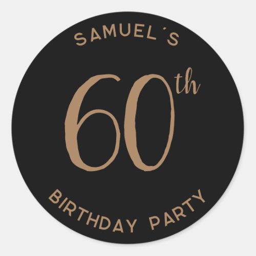 Personal 60th Birthday Party Modern Classic Round Sticker