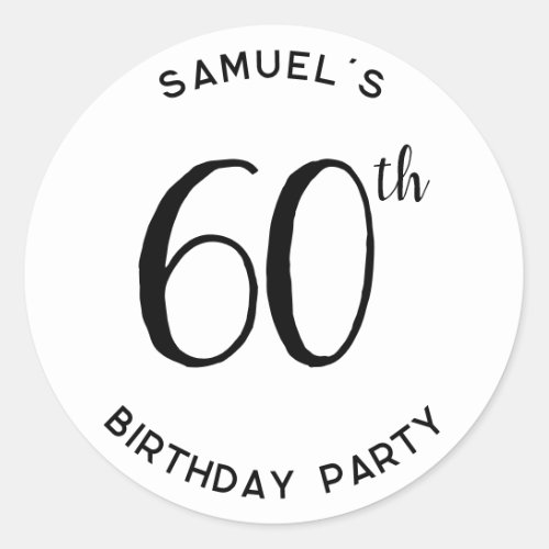 Personal 60th Birthday Party Modern Classic Round Sticker