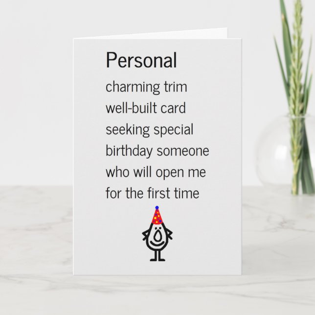 Personal A Funny Happy Birthday Poem Card (Front)