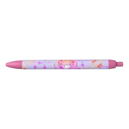 Personal Addressed Stationery Rose Hearts   Black Ink Pen